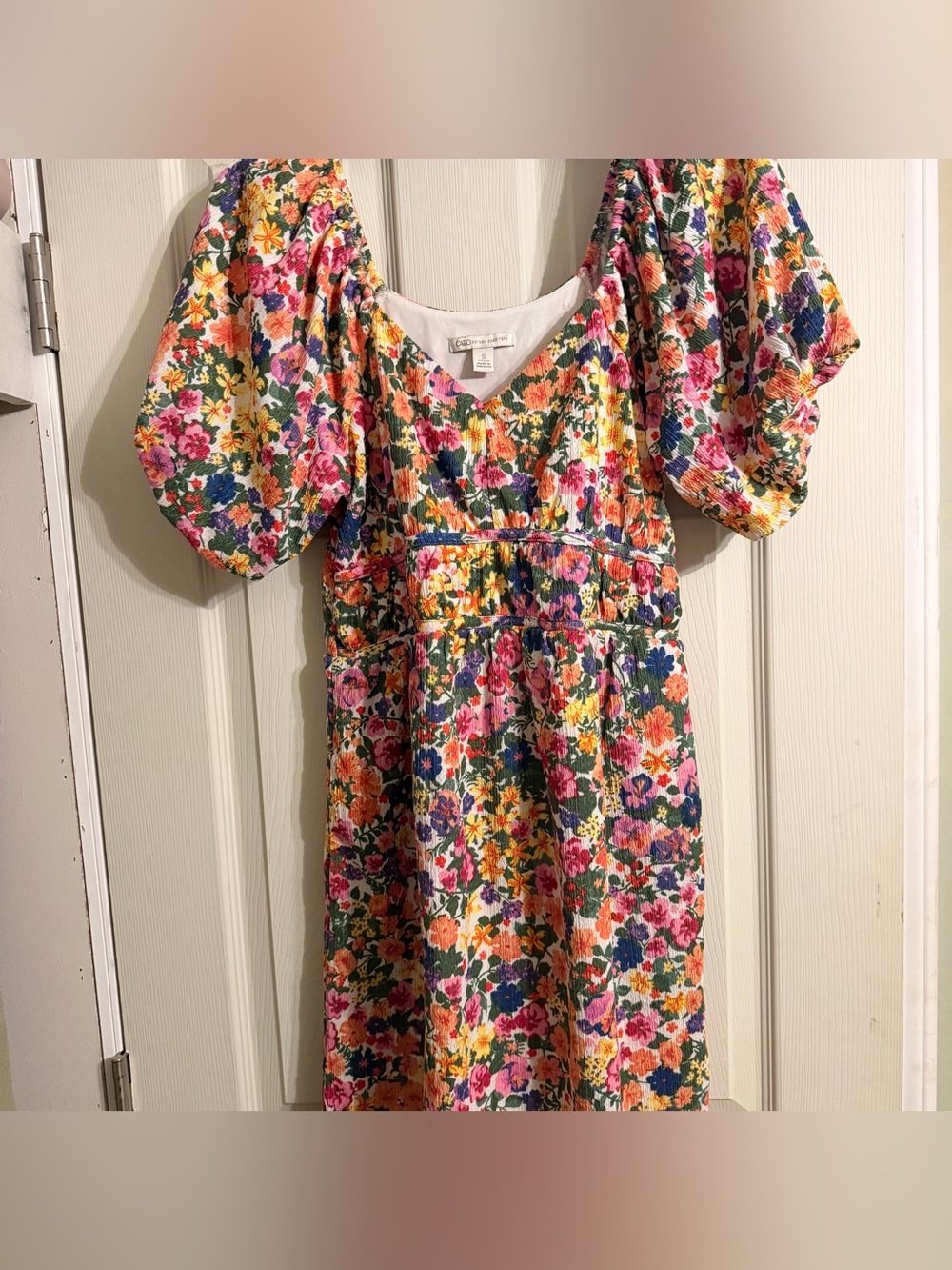 Cato Floral Puff-Sleeve Dress - Pink, Orange, Yellow, Blue, Green